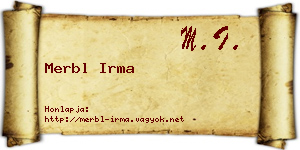 Merbl Irma névjegykártya